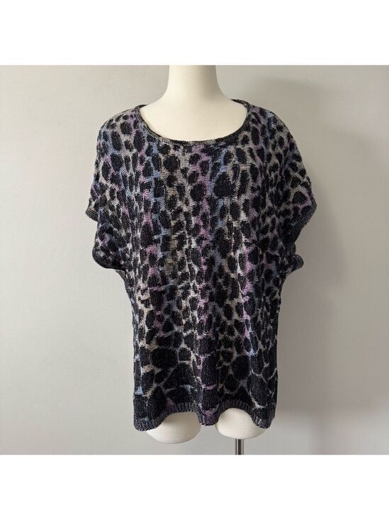 Parkhurst Tops - Parkhurst Leopard Print Knit Top Cape- Black, Purple, Gray Large